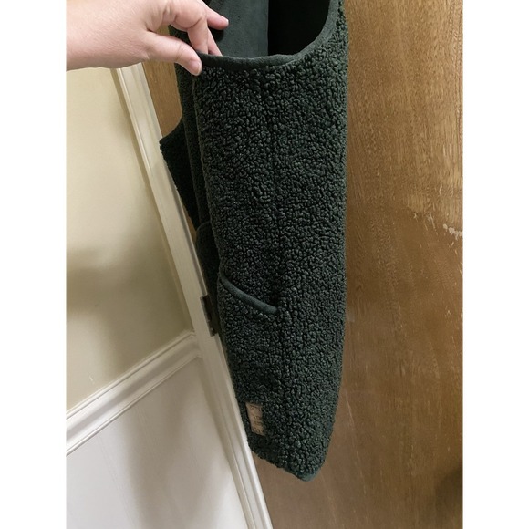 Rowm Mens Solid Bonded Knit Sherpa Full Zip Mockneck Vest Leaf Green Size M Soft - Picture 7 of 15